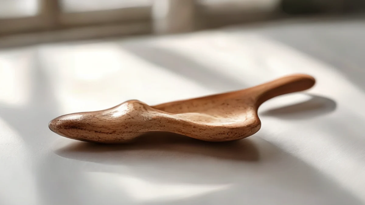 猫の骨から作られたスプーン、自然な質感と色を表現しています。