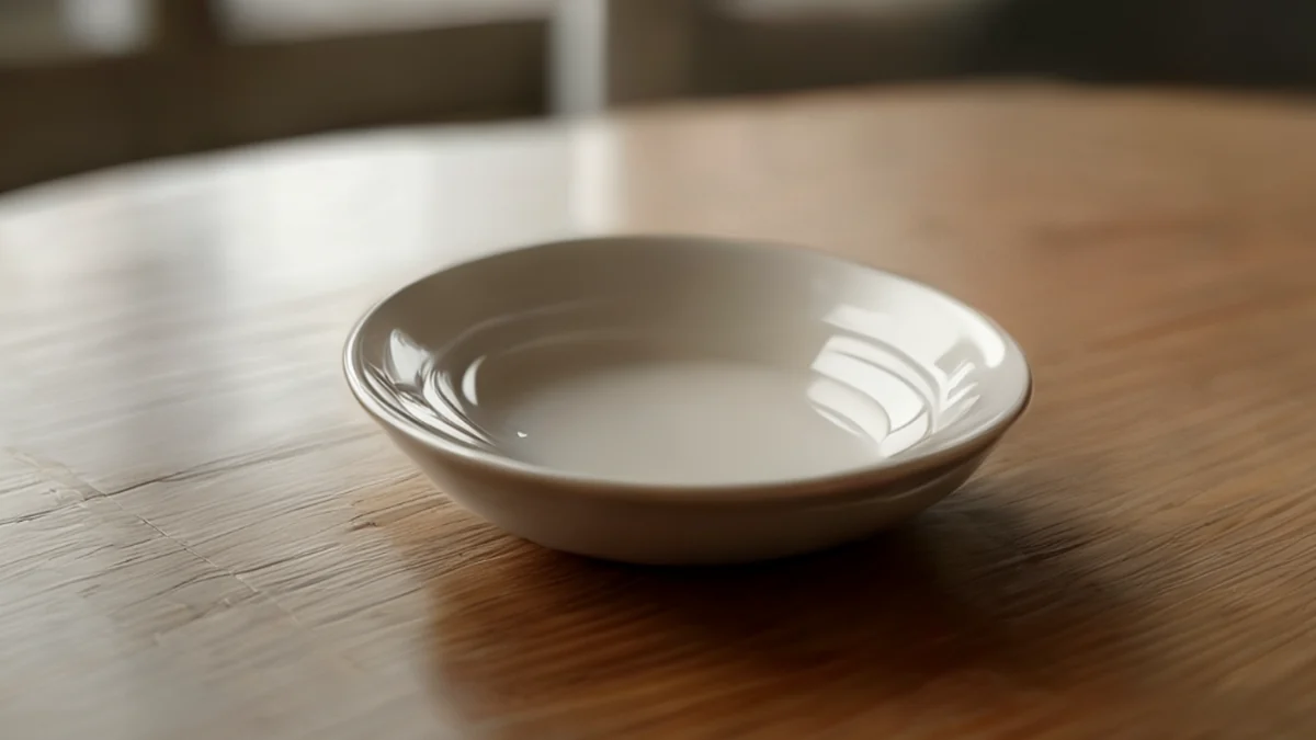 Saucer de jardim, um copo redondo de cerâmica para guardar água.