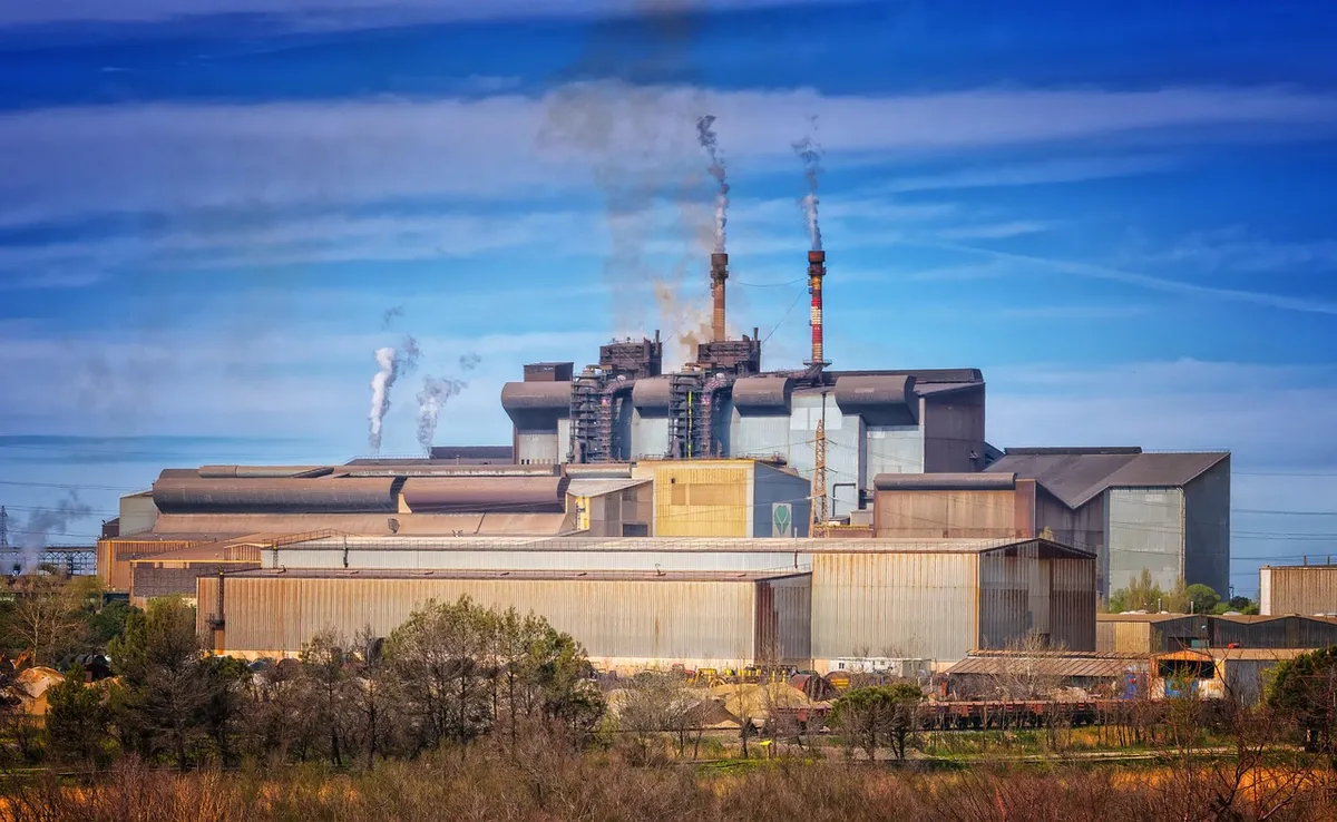 factory, industry, environmental pollution, climate change, chimney, factory chimney, industrial landscape, smoke, steel mill, france, fos-sur-mer, mediterranea